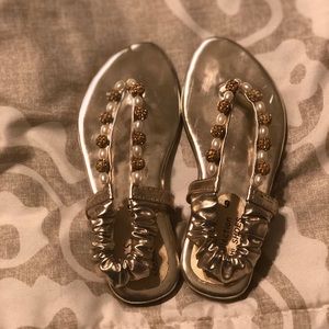 Toddler girl size 6 golden shoes!